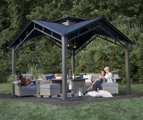 All of these comes in a charcoal hardtop gazebo black color, which makes it versatile for any setting. . Broyhill hard top gazebo